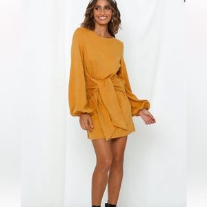 Mustard Hello Molly Saints + Secrets Sweater Dress